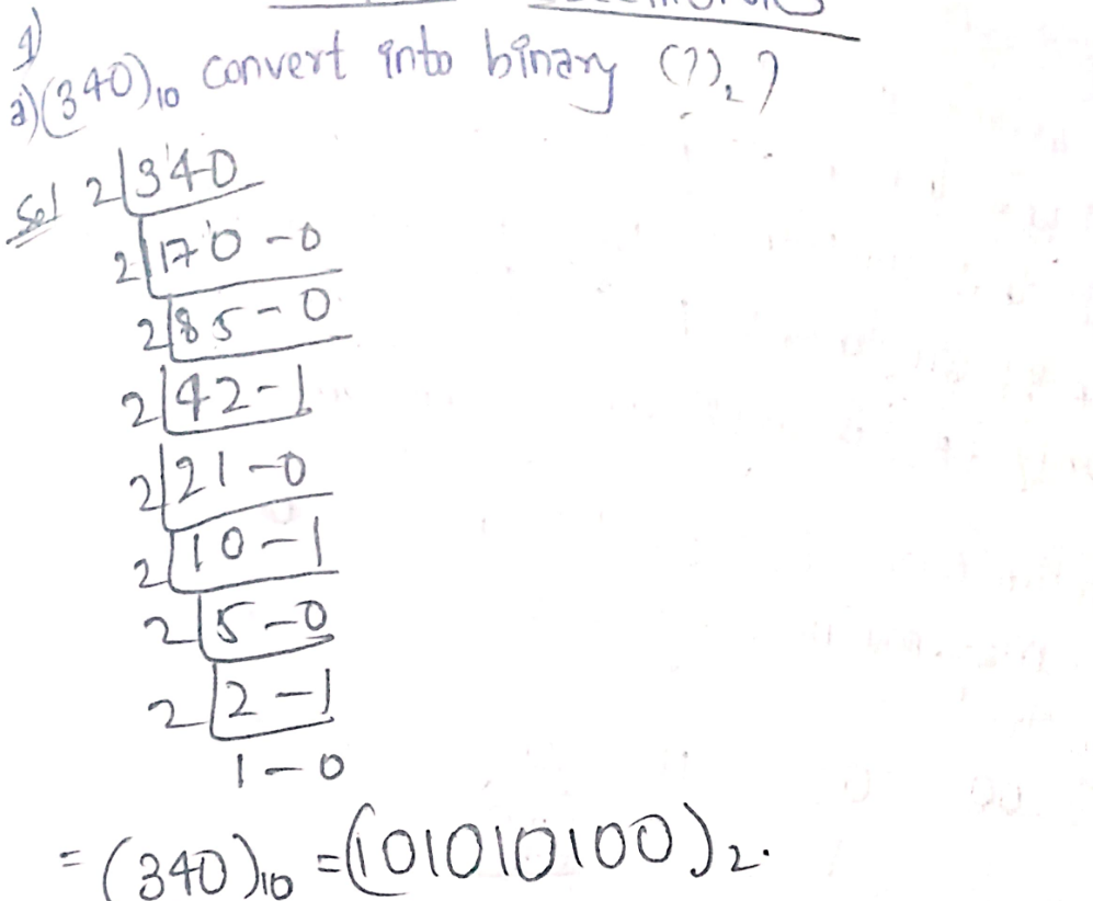 Binary conversion of 340