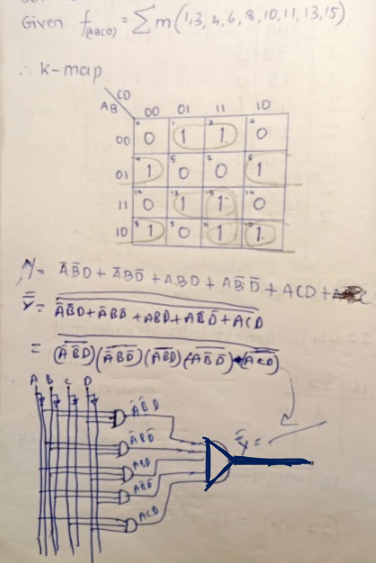 K-map solution for F(A,B,C,D)